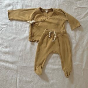 QUINCY MAE wrap top + pant set | tan | 0-3M